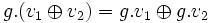 g.(v_1 \oplus v_2) = g.v_1 \oplus g.v_2